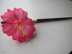 Hawaiiblomst på pind PINK